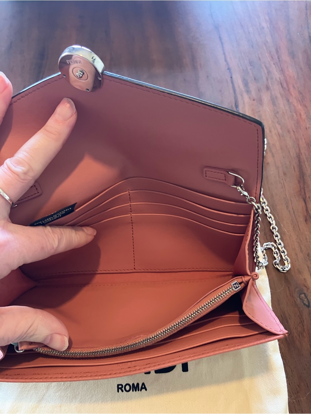 Fendi Pinkish brown Leather Wallet on a chain - Picture 10 of 16